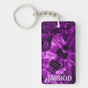 I Love Rock 'N Roll Electric Guitar Personalized Key Ring