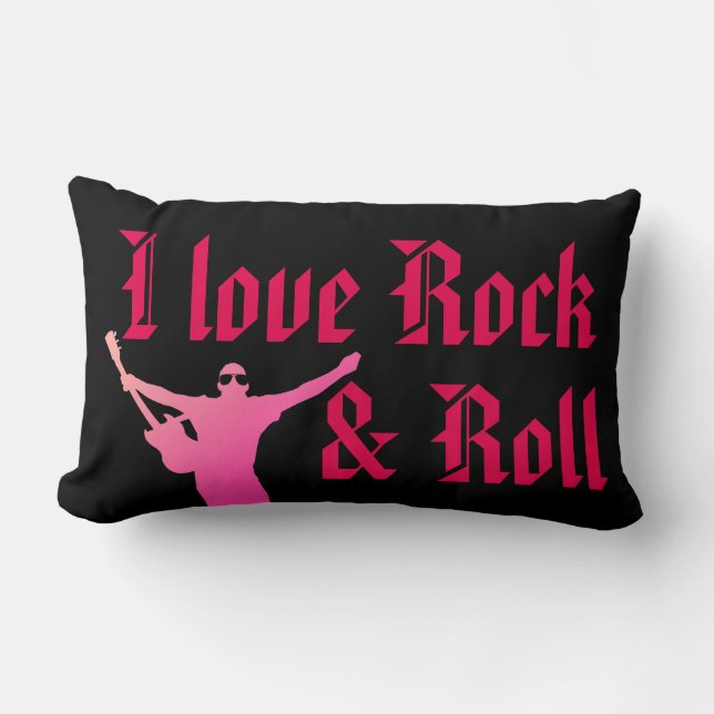 I love Rock & roll Lumbar Cushion (Front)
