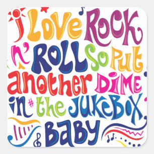 I love rock'n roll square sticker