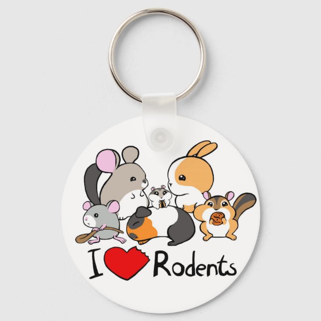 I love rodents cute cartoon key ring (Front)