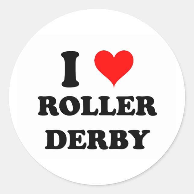 I Love Roller Derby Classic Round Sticker (Front)