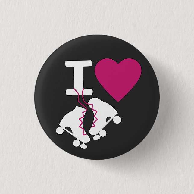 I Love Roller Skating 3 Cm Round Badge (Front)