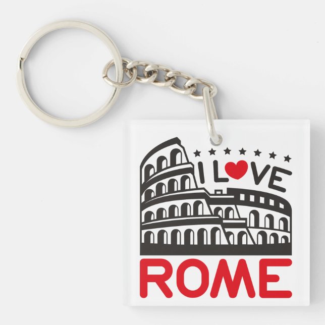 I Love Rome Italy Colosseum Travel Key Ring (Front)