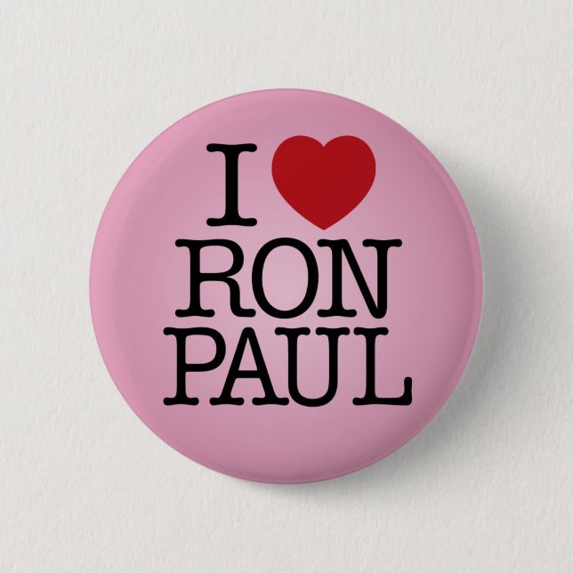 I Love Ron Paul 6 Cm Round Badge (Front)