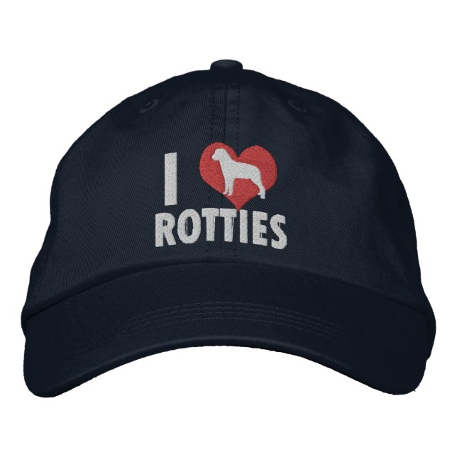 I Love Rotties Dark Embroidered Hat (Front)