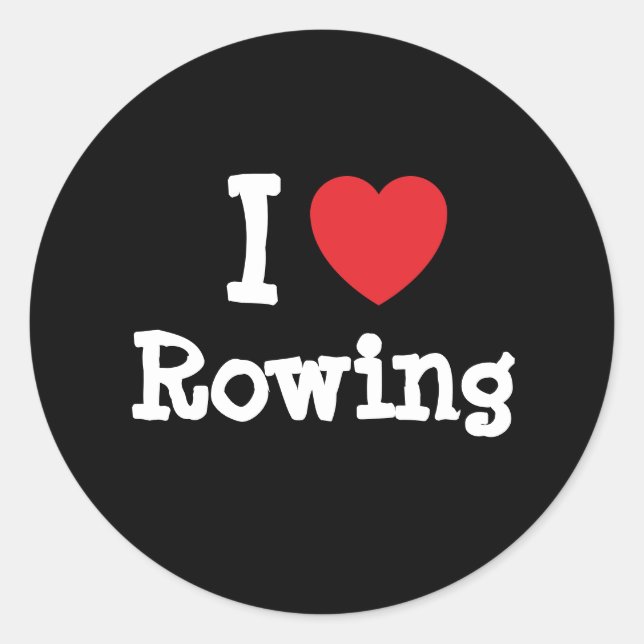 I love Rowing heart custom personalised Classic Round Sticker (Front)