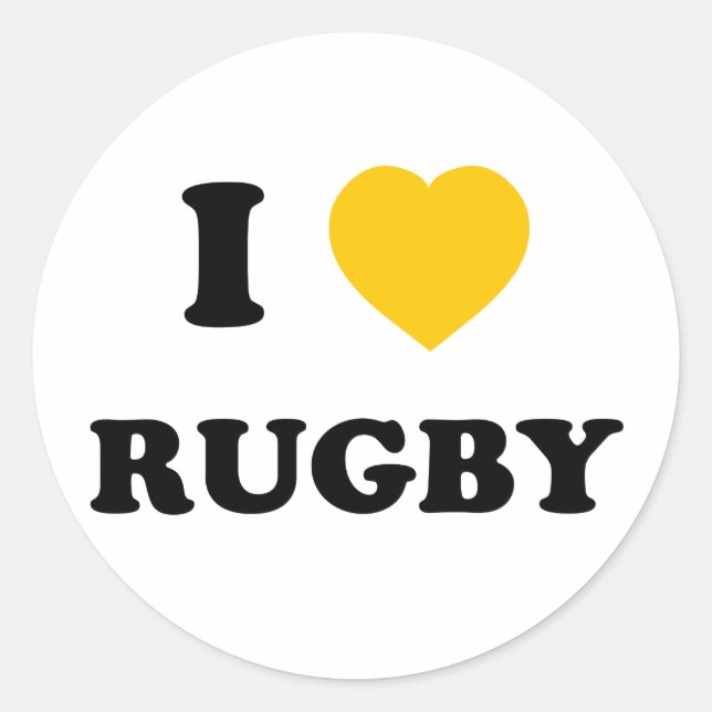I Love Rugby Classic Round Sticker (Front)