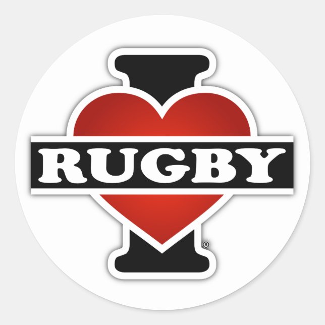 I Love Rugby Classic Round Sticker (Front)