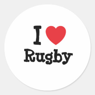 I love Rugby heart custom personalised Classic Round Sticker