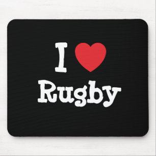 I love Rugby heart custom personalised Mouse Pad