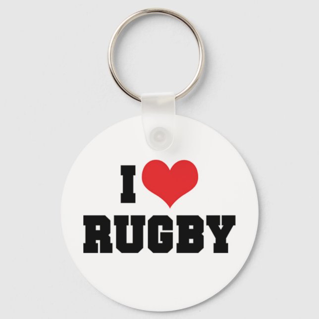 I Love Rugby Keychain (Front)