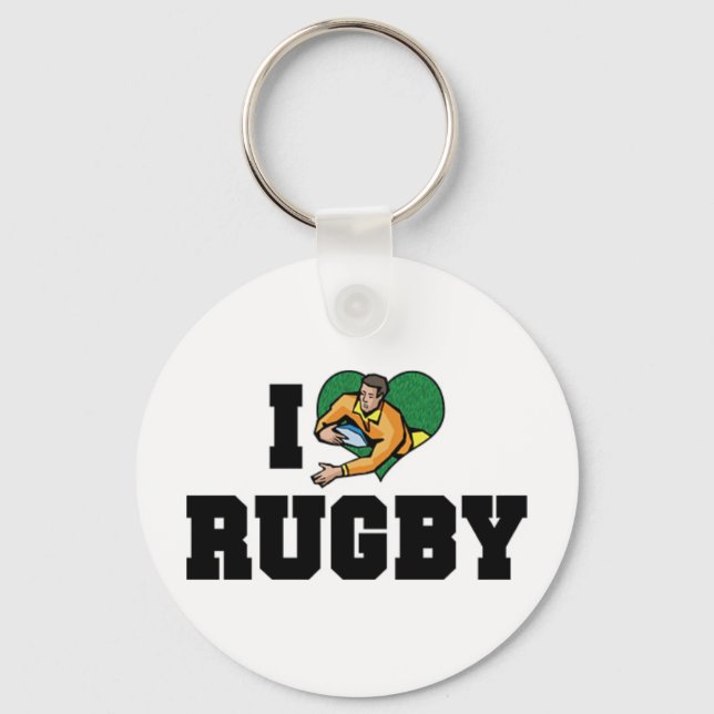 I Love Rugby Keychain (Front)