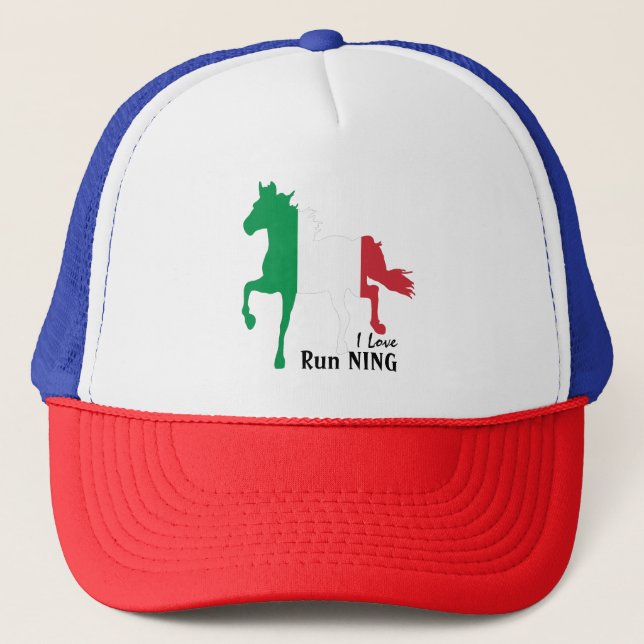 I Love Running & Horse, Italy, flag / sports Trucker Hat (Front)