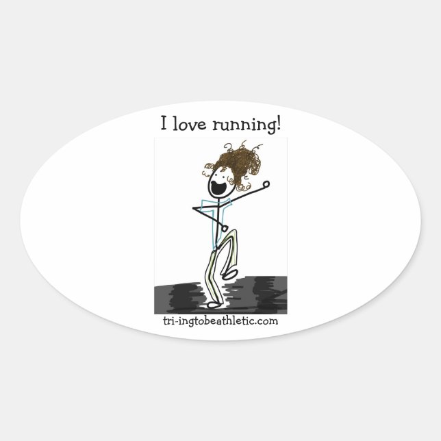 I love running! oval stickers (Front)