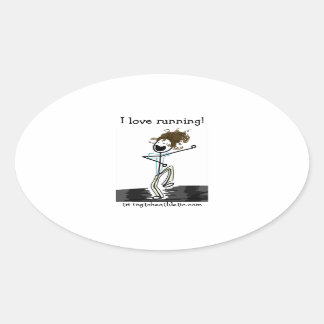 I love running! oval stickers