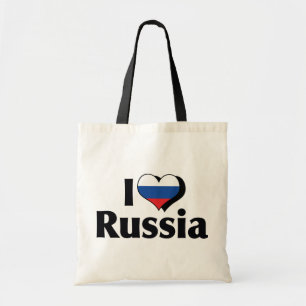I Love Russia Flag Tote Bag