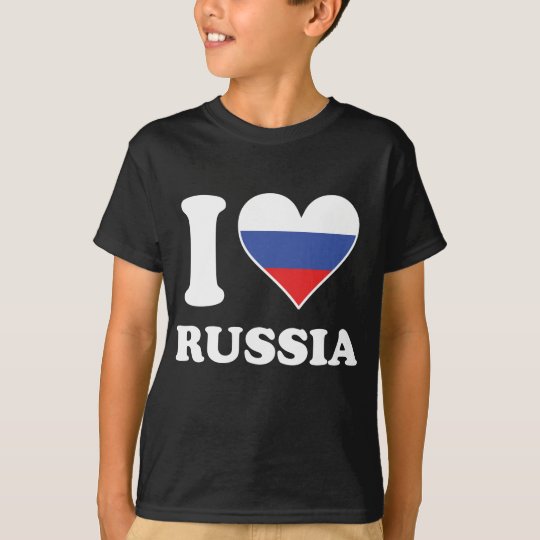 I Love Russia Russian Flag Heart T-Shirt