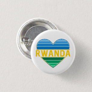 I Love Rwanda, Rwandan Rwandese Heart 3 Cm Round Badge
