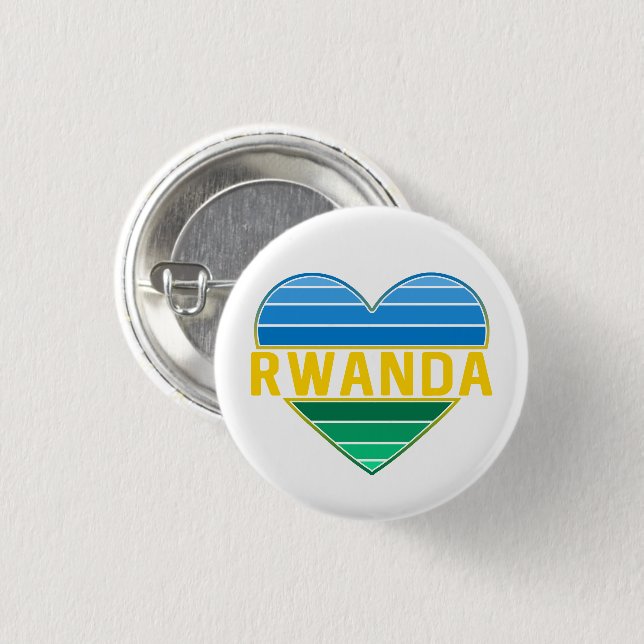 I Love Rwanda, Rwandan Rwandese Heart 3 Cm Round Badge (Front & Back)