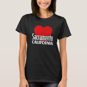 I Love Sacramento California Retro Big Heart Vacat T-Shirt
