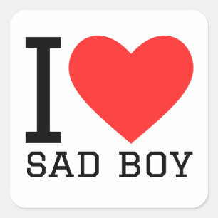 I love sad boy square sticker