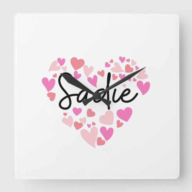 I love Sadie Square Wall Clock (Front)