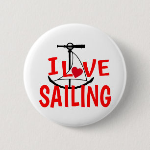 I Love Sailing 6 Cm Round Badge