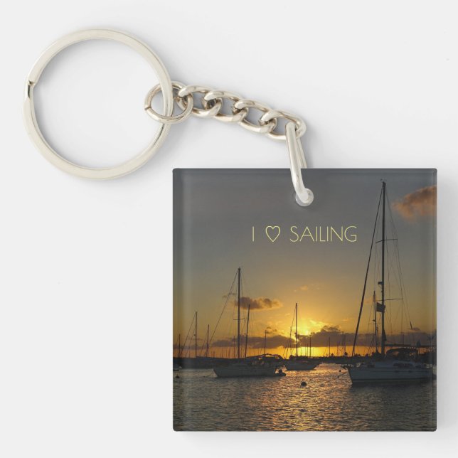 I love Sailing Key Ring (Front)