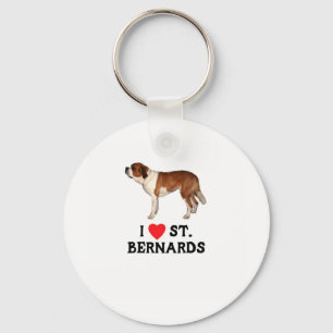 I Love Saint Bernards Key Ring