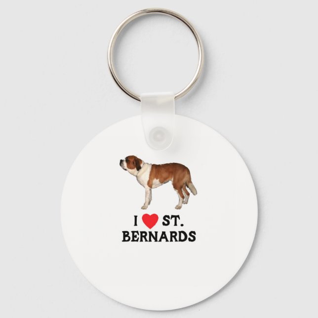 I Love Saint Bernards Key Ring (Front)