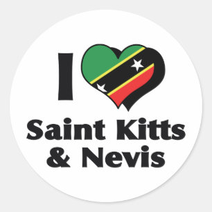 I Love Saint Kitts & Nevis Flag Classic Round Sticker