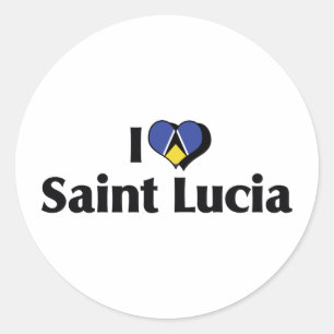 I Love Saint Lucia Flag Classic Round Sticker