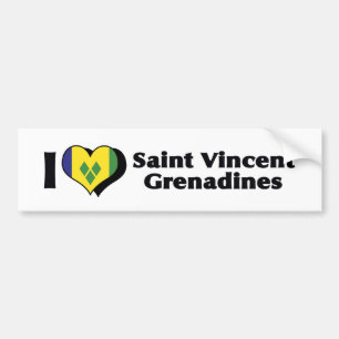I Love Saint Vincent Grenadines Flag Bumper Sticker