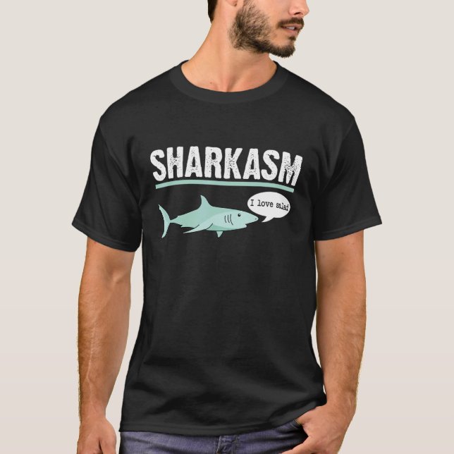I Love Salad Shark Anti Vegan Shark Meat T-Shirt (Front)