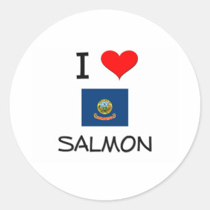 I Love SALMON Idaho Classic Round Sticker