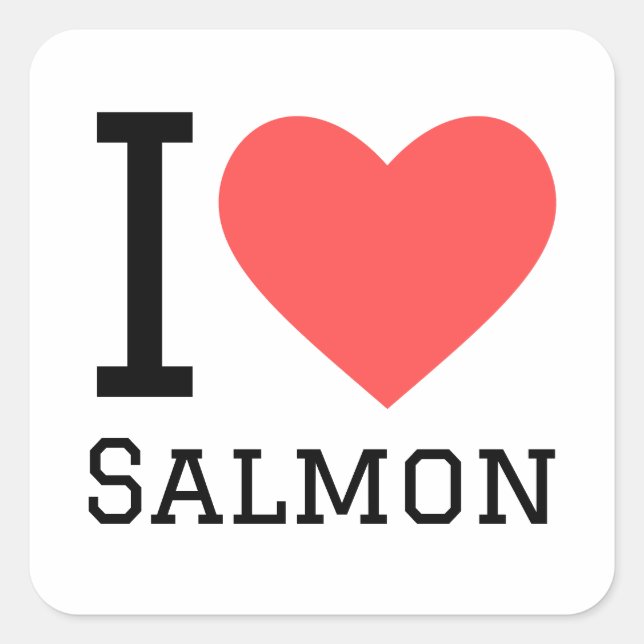 I love salmon square sticker (Front)
