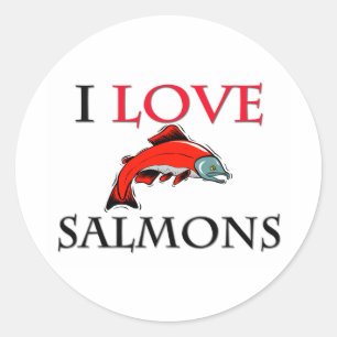 I Love Salmons Classic Round Sticker
