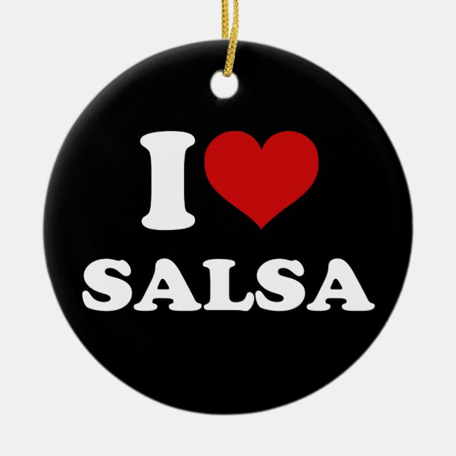 I Love Salsa Ceramic Ornament (Front)