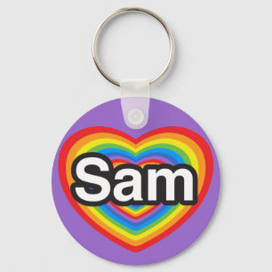 I love Sam. I love you Sam. Heart Key Ring