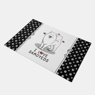 I Love Samoyeds - Cute dog Doormat