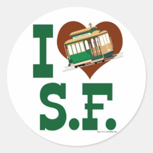 I love San Francisco Cable Cars Classic Round Sticker