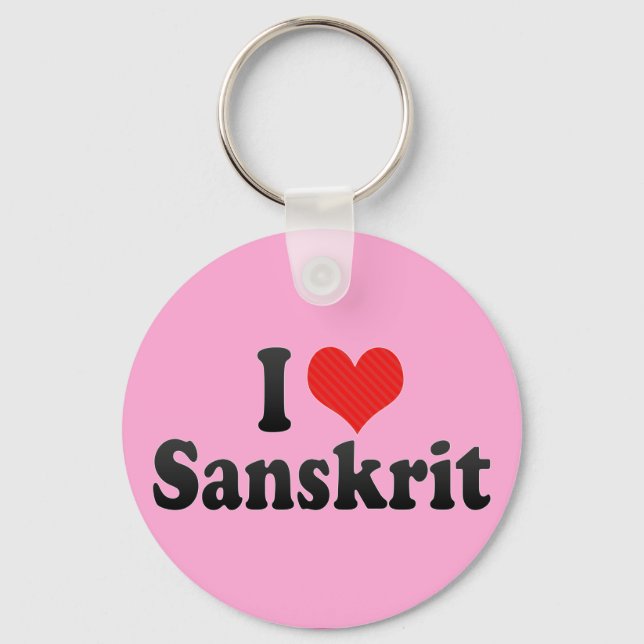I Love Sanskrit Key Ring (Front)