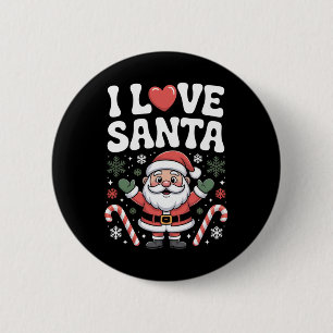 I Love Santa Christmas Holiday Cheer 6 Cm Round Badge