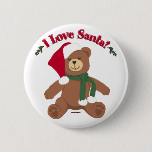 I Love Santa! Christmas Teddy Bear 6 Cm Round Badge