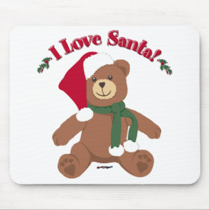 I Love Santa! Christmas Teddy Bear Mouse Pad
