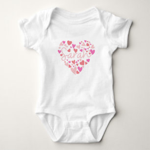 I love Sarah hearts in pink Baby Bodysuit