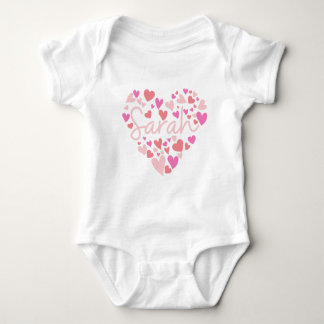 I love Sarah hearts in pink Baby Bodysuit
