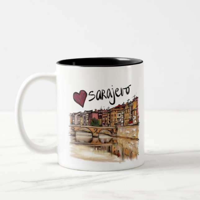 I love Sarajevo Two-Tone Coffee Mug (Left)