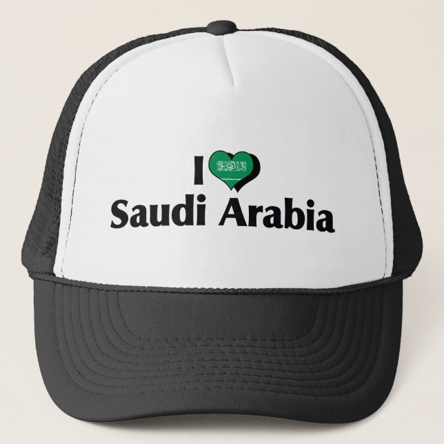 I Love Saudi Arabia Flag Trucker Hat (Front)