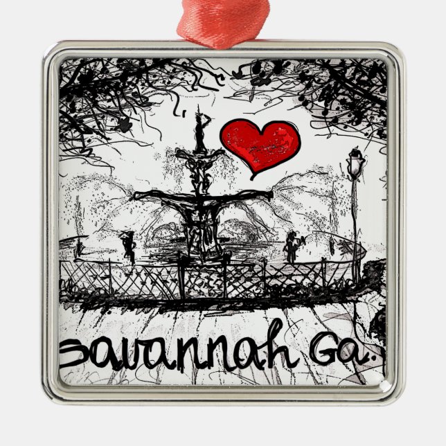 I love Savannah Ga. Metal Tree Decoration (Front)